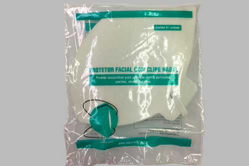 Máscara Protetor Facial com Clipe Nasal - (Barreira Mecânica) Visto de Frente